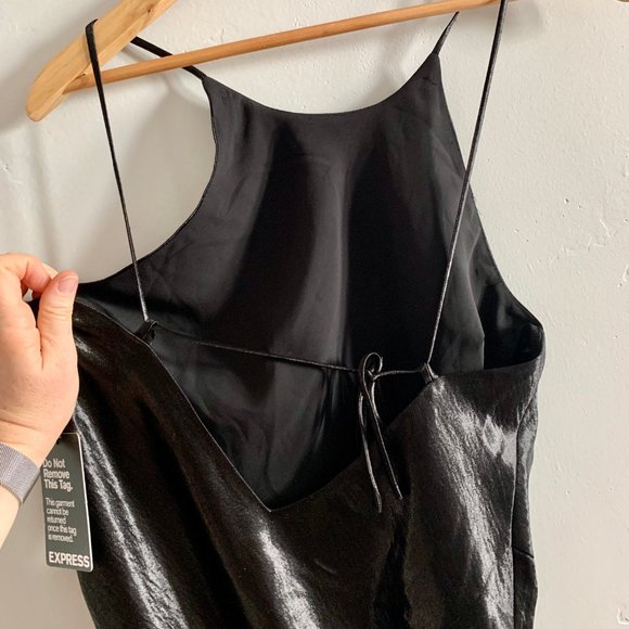 Express black halter open back satin maxi dress - Picture 9 of 14